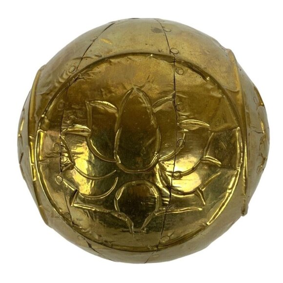 Brass Wrapped Wood Decorative Balls Set of 4 Handmade Vase Bowl Filler India - Picture 7 of 8